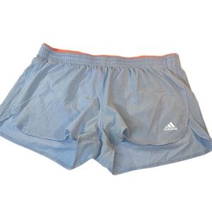 EUC ADIDAS Light Blue/ Neon Running Short  Drawstring Waist Lightweight Shorts L